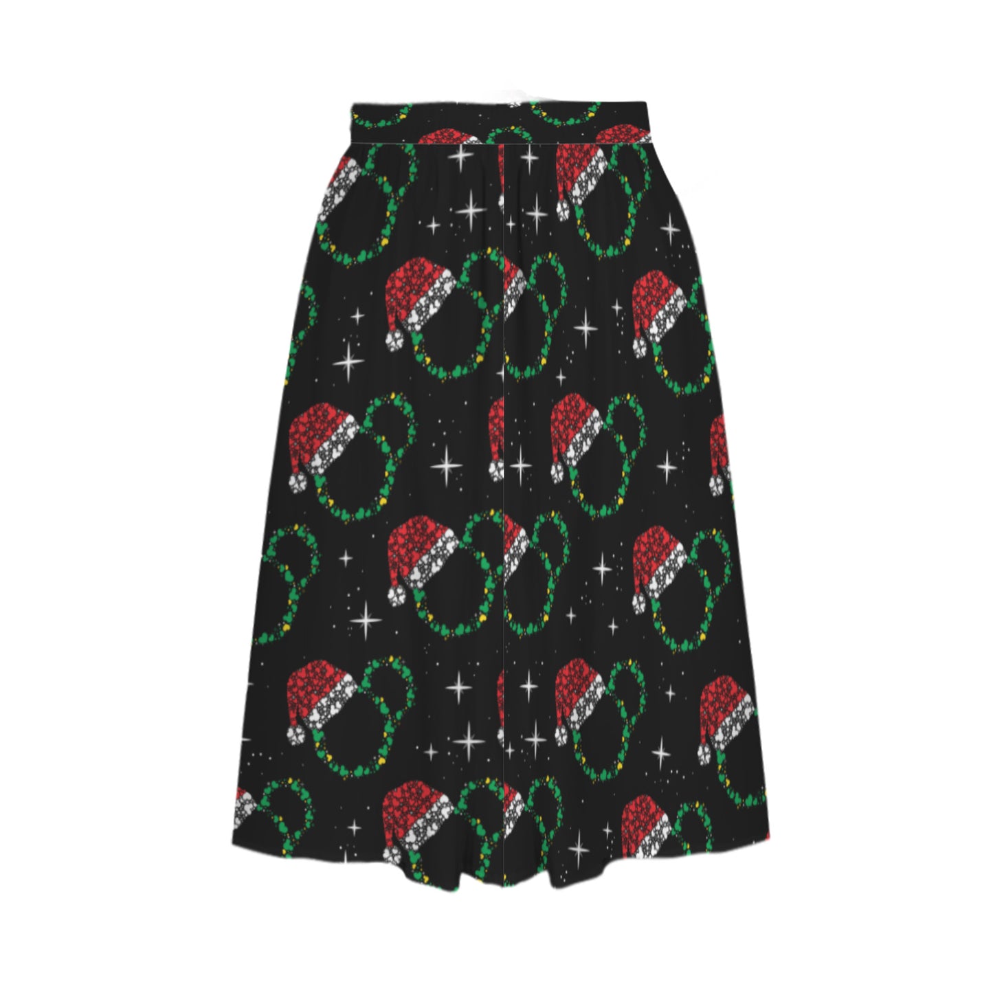 Christmas Elastic Waist Midi Skirt With Pockets