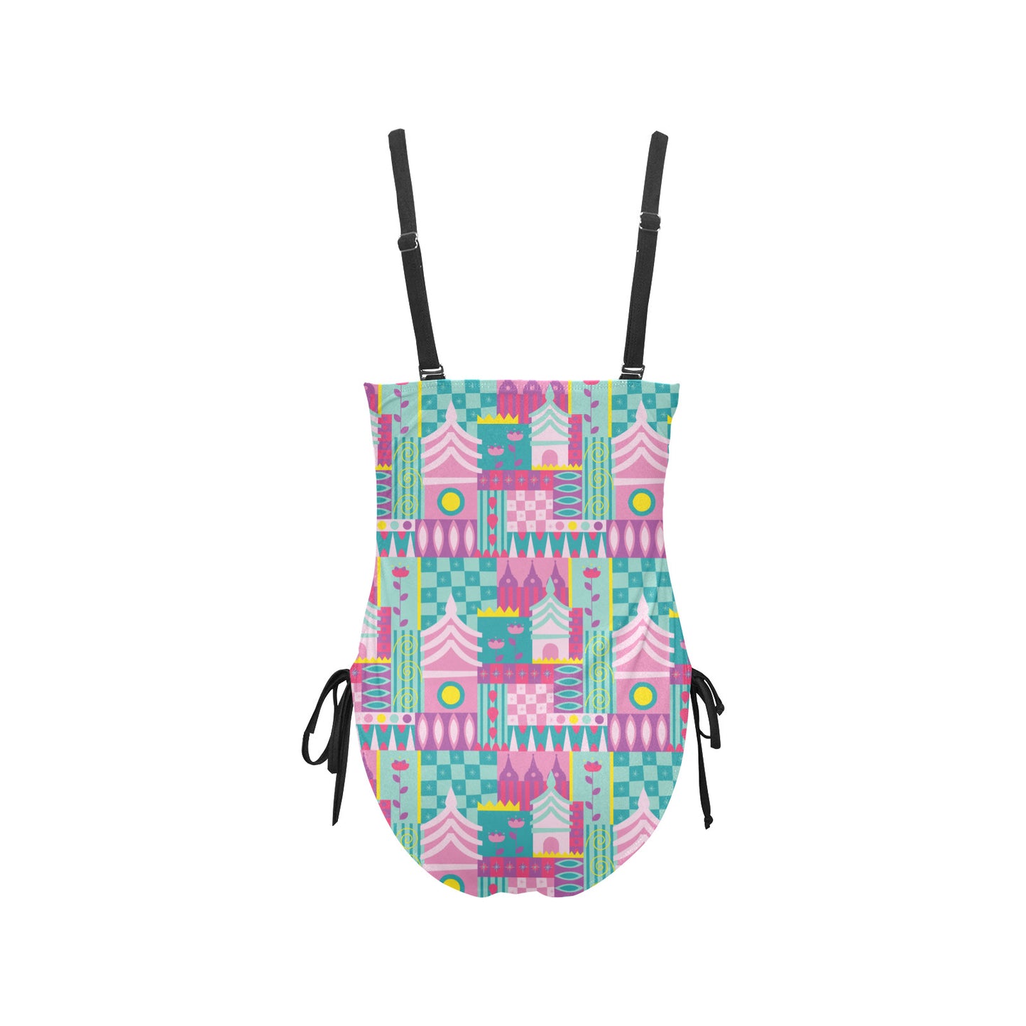 Small World Drawstring Side Women's One-Piece Swimsuit