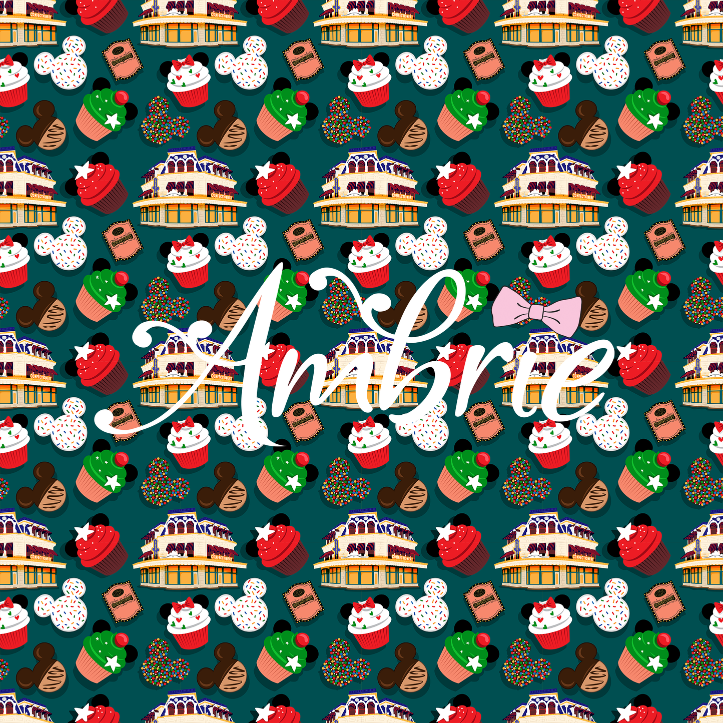 Disney Confectionery Seamless Pattern, Magical Cartoon Seamless pattern, Fabric Sublimation