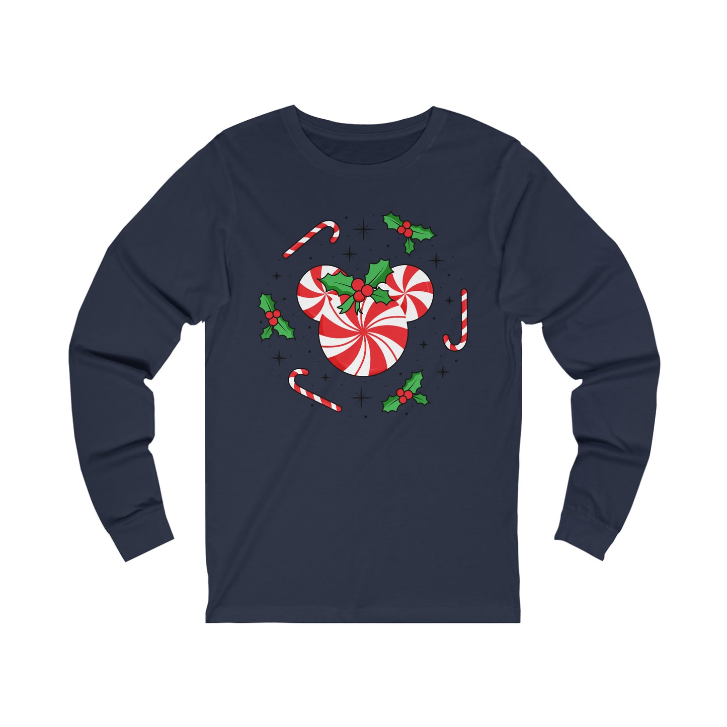Peppermint Candy With Bow Unisex Long Sleeve Graphic Tee
