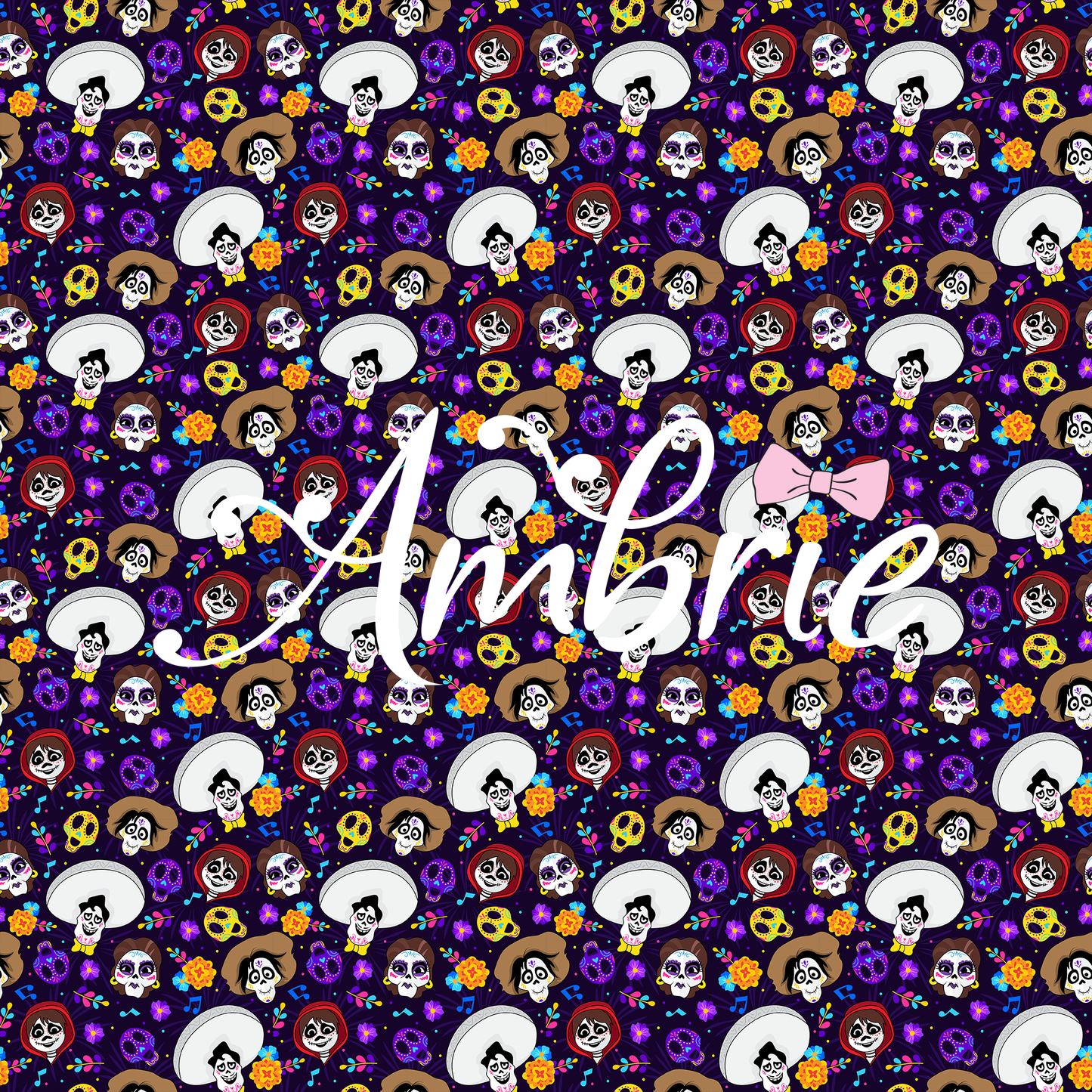 Coco Seamless Pattern, Magical Cartoon Seamless pattern, Fabric Sublimation