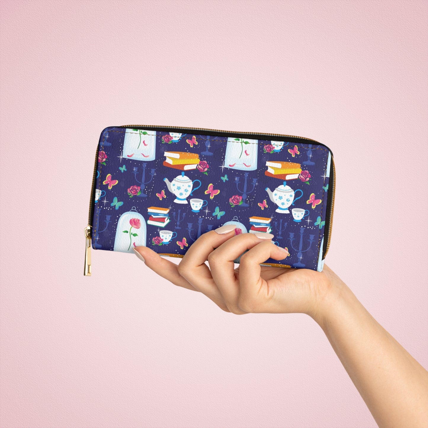 Disney Beauty And The Beast Enchanted Rose Zipper Wallet