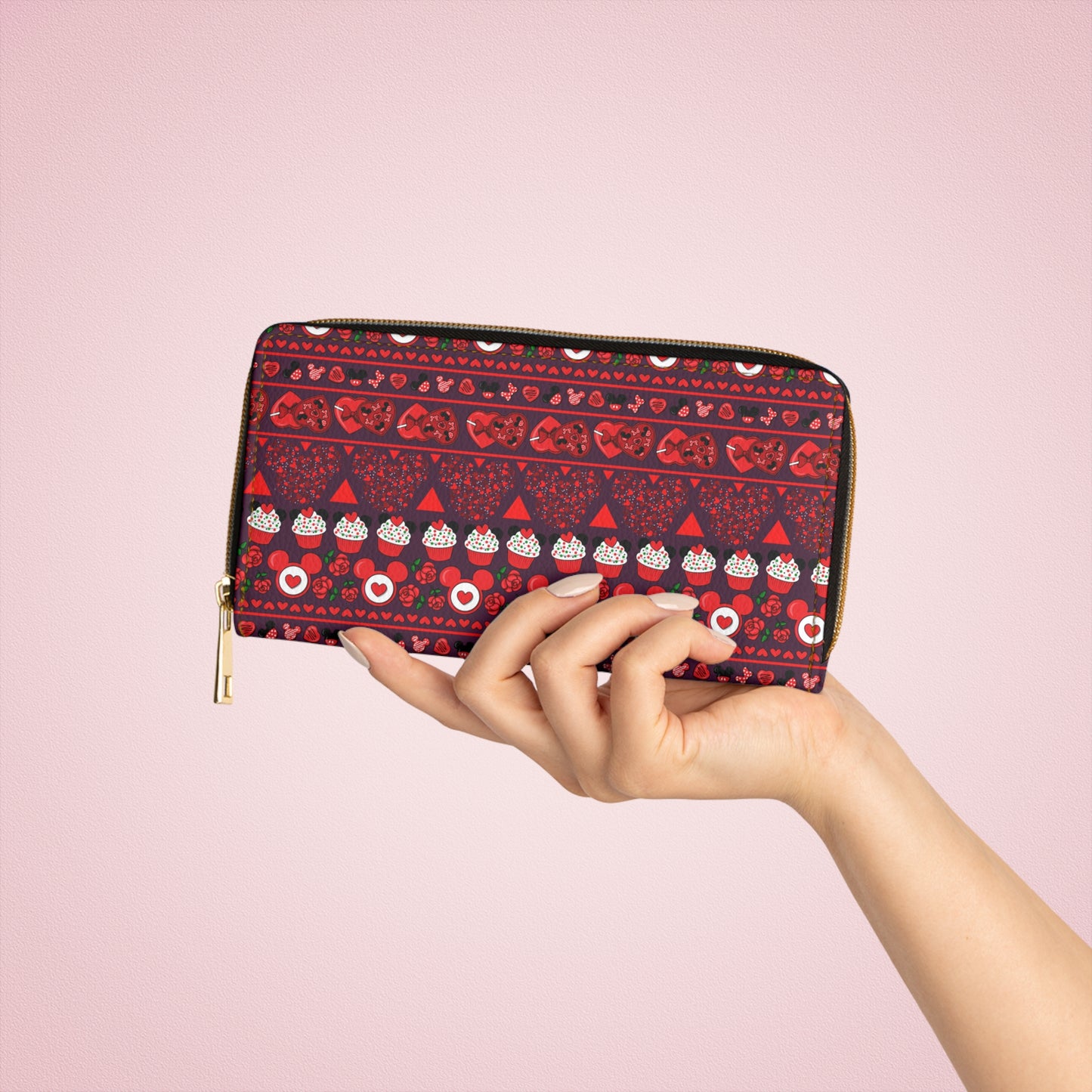 Valentines Day Line Zipper Wallet - Ambrie