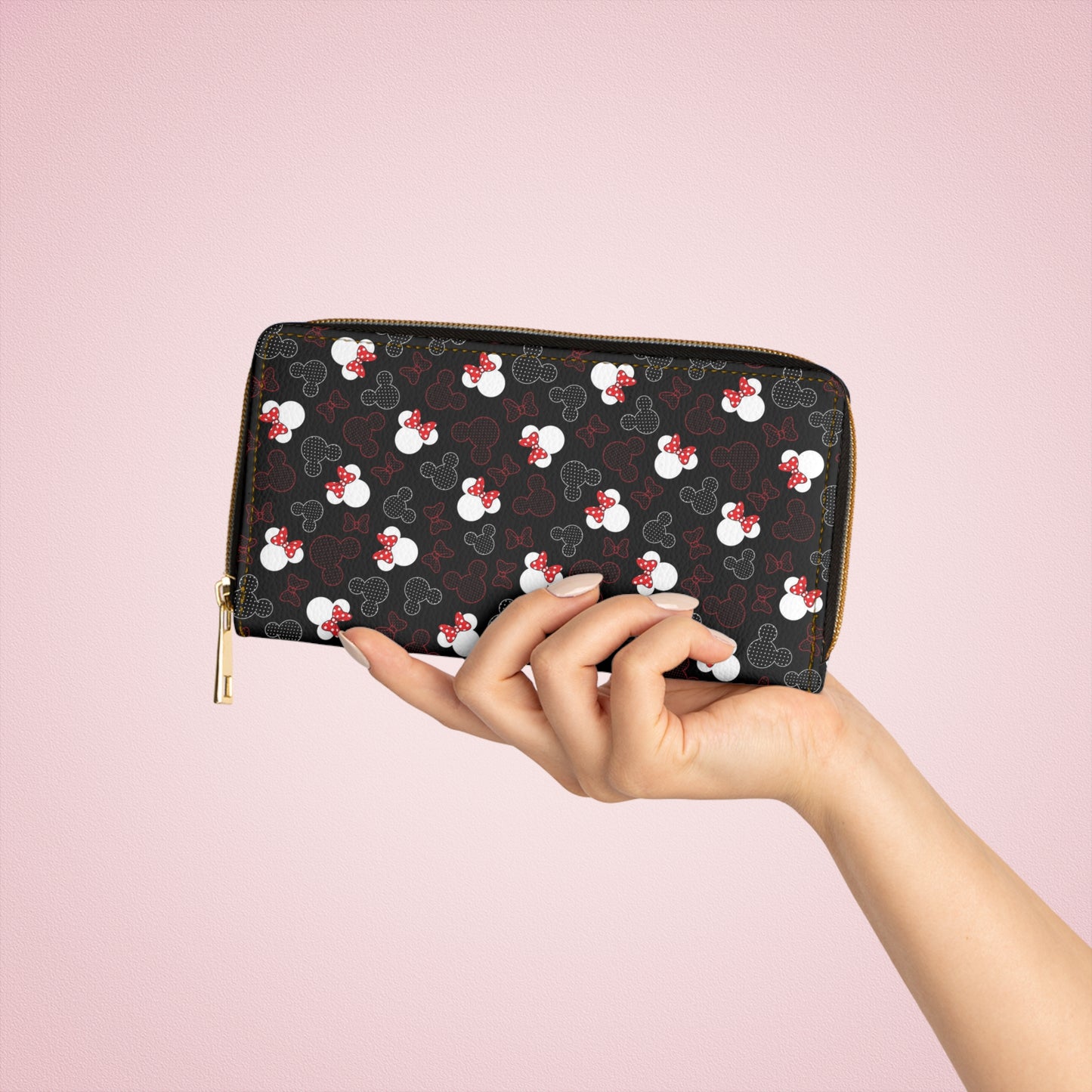 Mickey And Minnie Dots Zipper Wallet