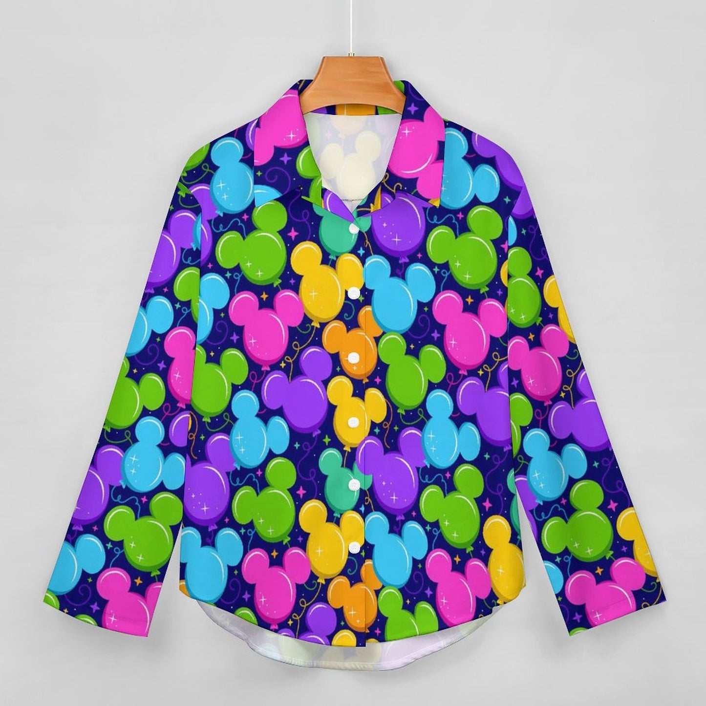 Park Balloons Long Sleeve Button Up Blouse