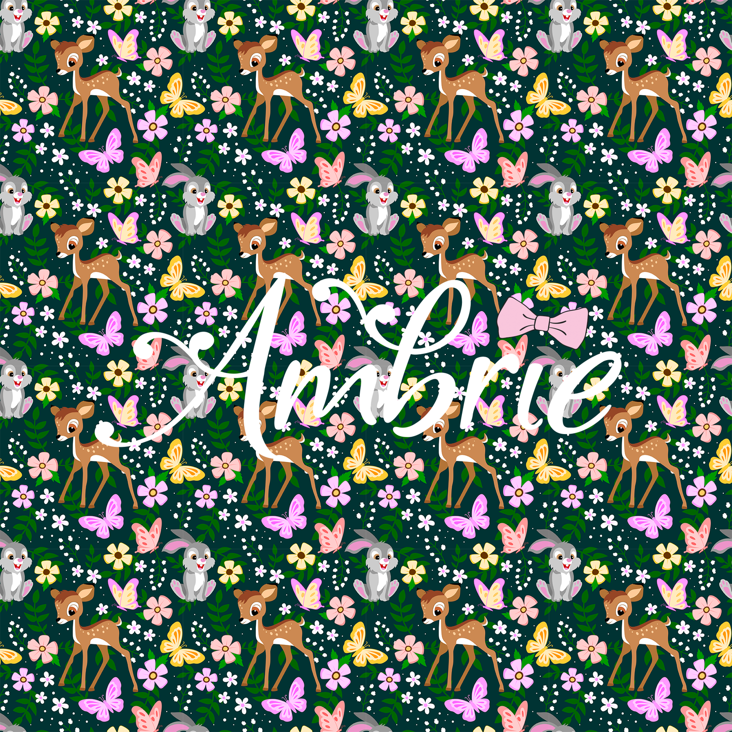Bambi Seamless Pattern, Magical Cartoon Seamless pattern, Fabric Sublimation
