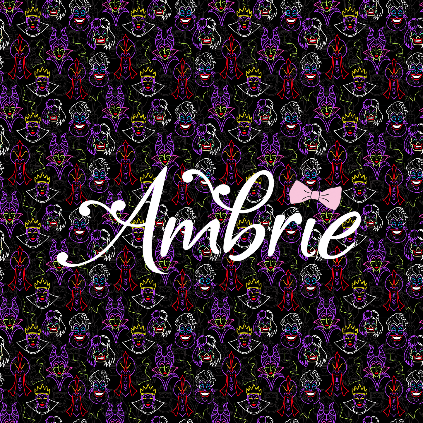 Neon Villains Seamless Pattern, Magical Cartoon Seamless pattern, Fabric Sublimation