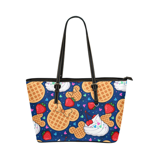 Waffles Leather Tote Bag