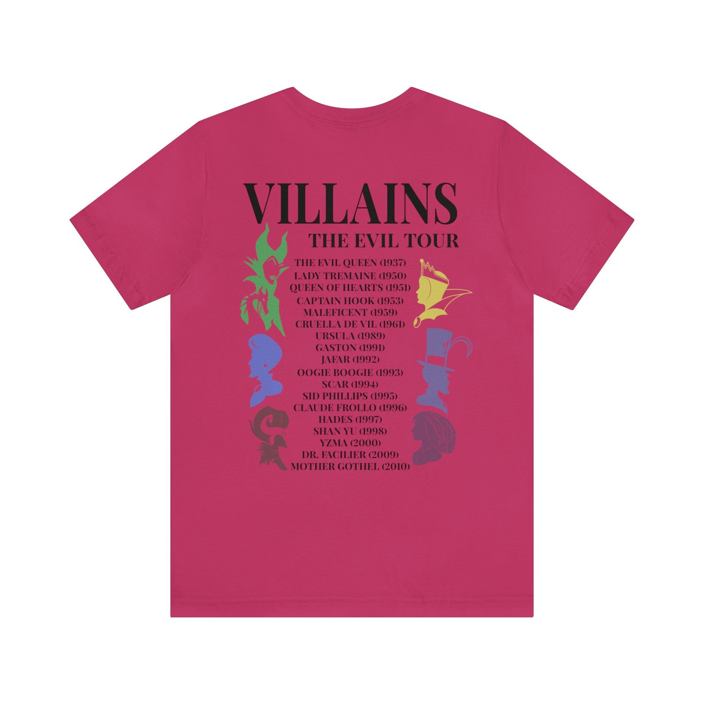Villains Evil Tour Unisex Graphic Tee Dark - Multiple Colors