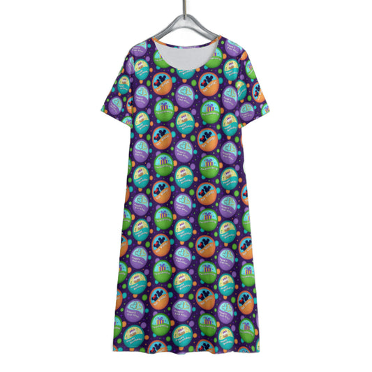 Button Collector Women's Swing Dress With Short Sleeve