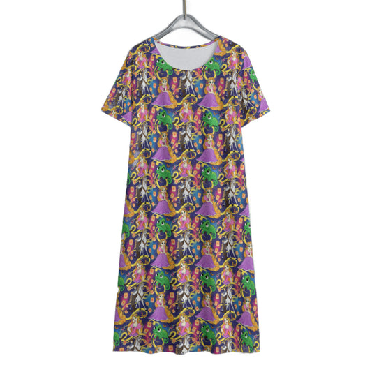 At Last I See The Light Women's Swing Dress With Short Sleeve
