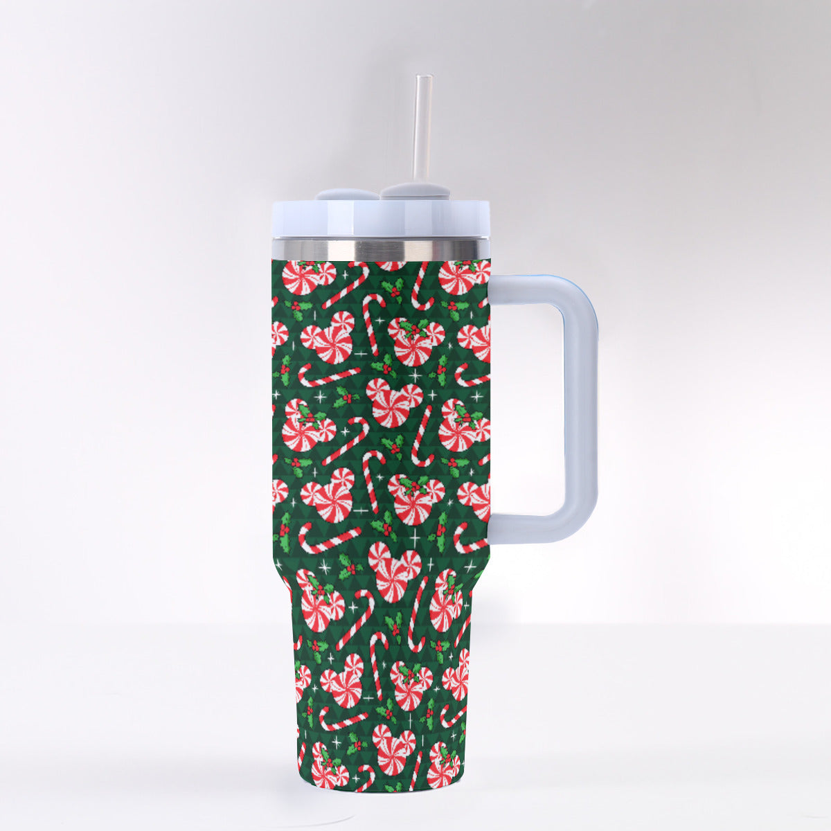 Christmas Peppermint 40 oz Tumbler With Handle