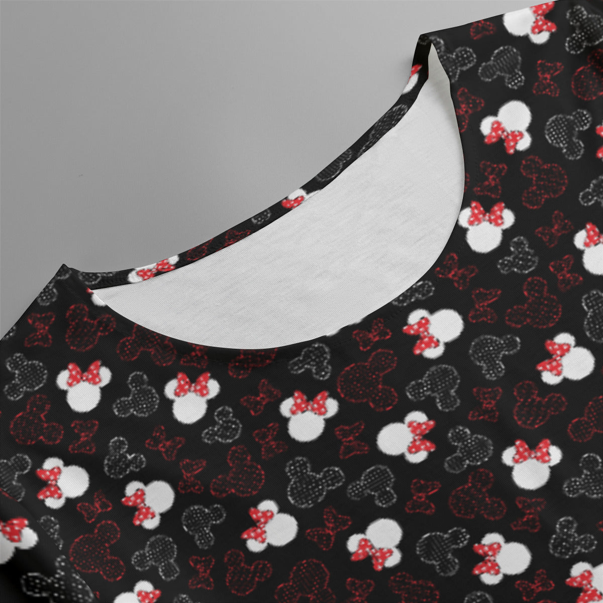Mickey And Minnie Dots Women's Swing Dress With Short Sleeve
