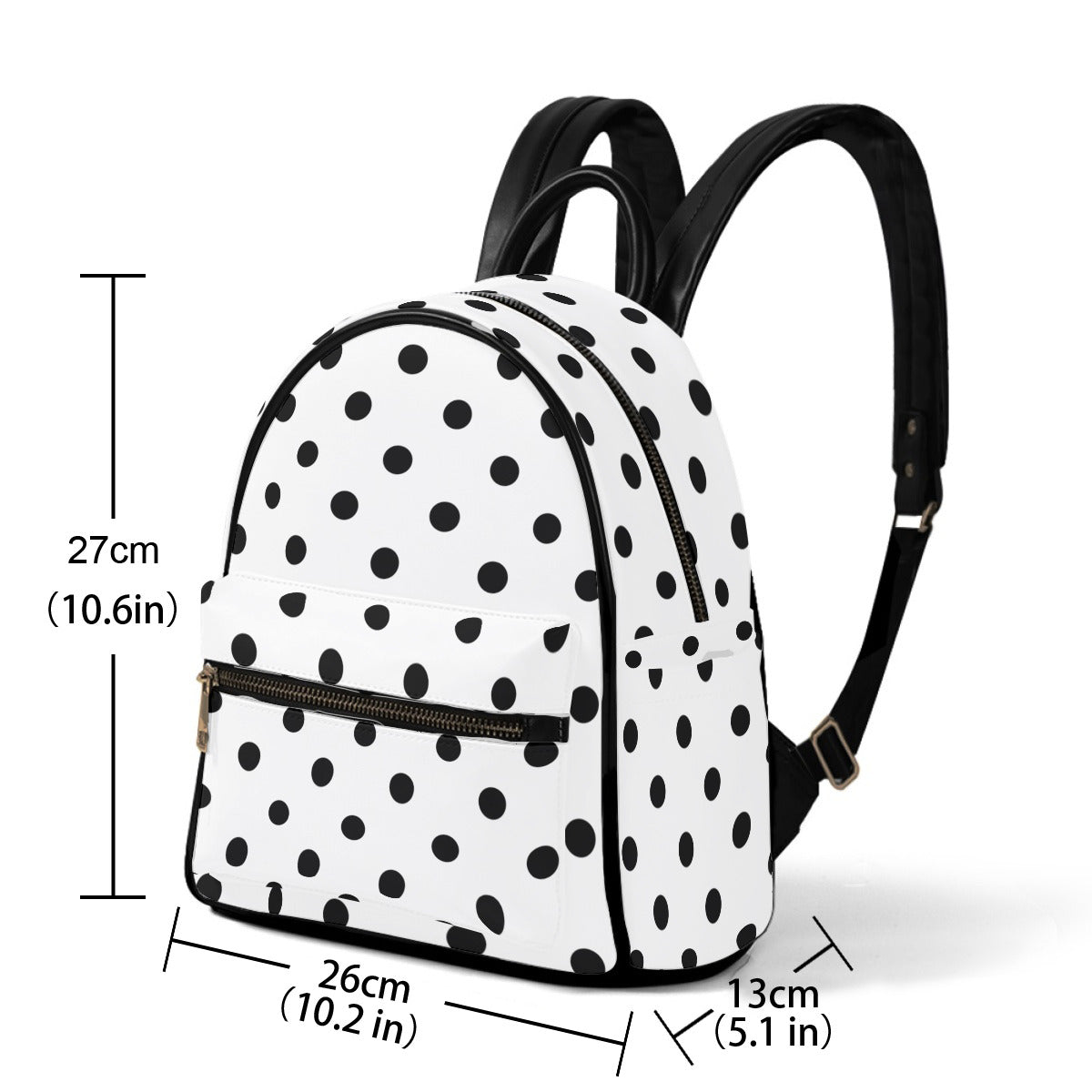 White With Black Polka Dots Mini Backpack - Ambrie