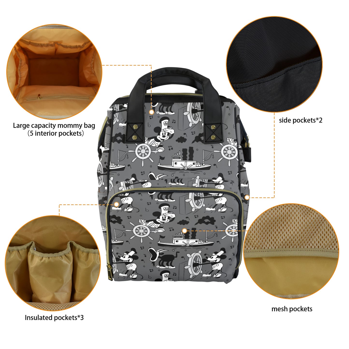 Steamboat Mickey Multi-Function Diaper Bag