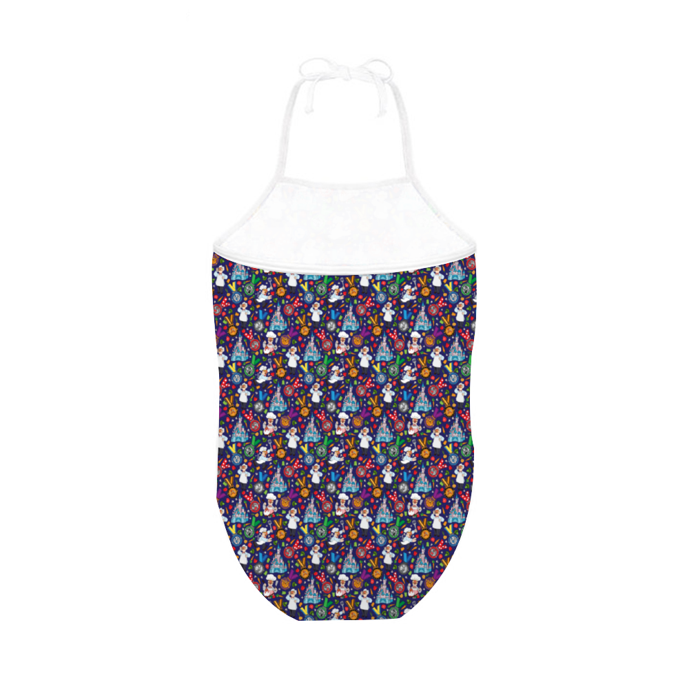 Muppets Chef Wine And Dine Race Girl's Halter One Piece Swimsuit