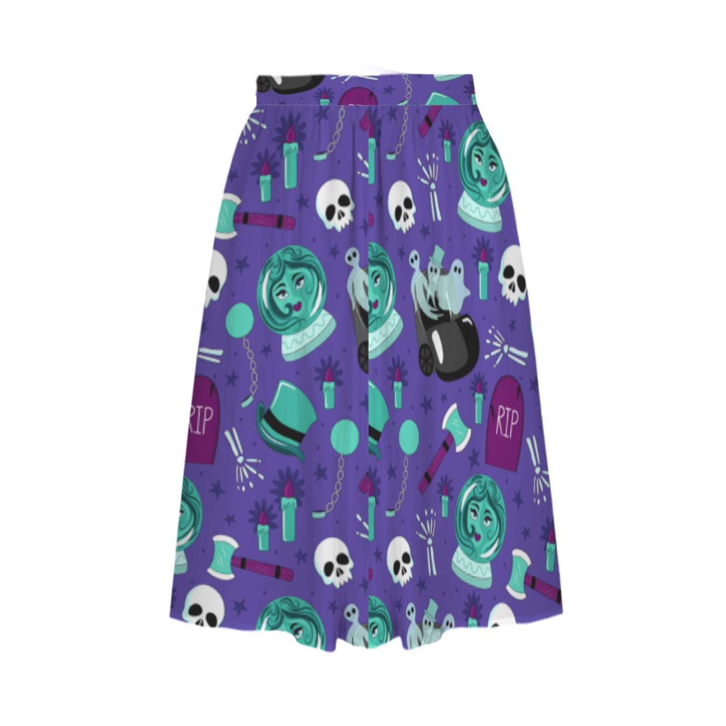 Haunted Mansion Characters Elastic Waist Midi Skirt With Pockets