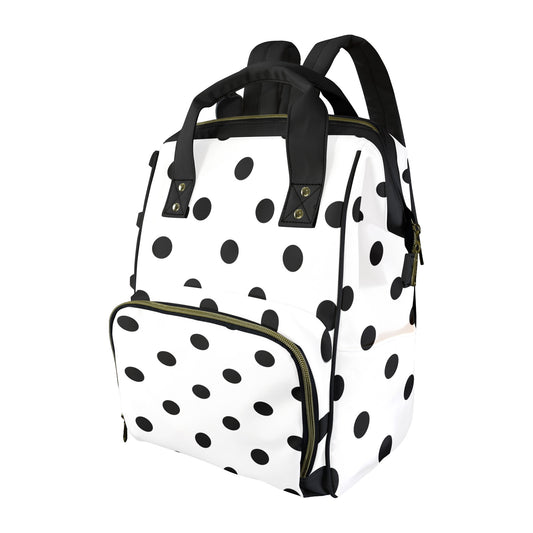 White With Black Polka Dots Multi-Function Diaper Bag