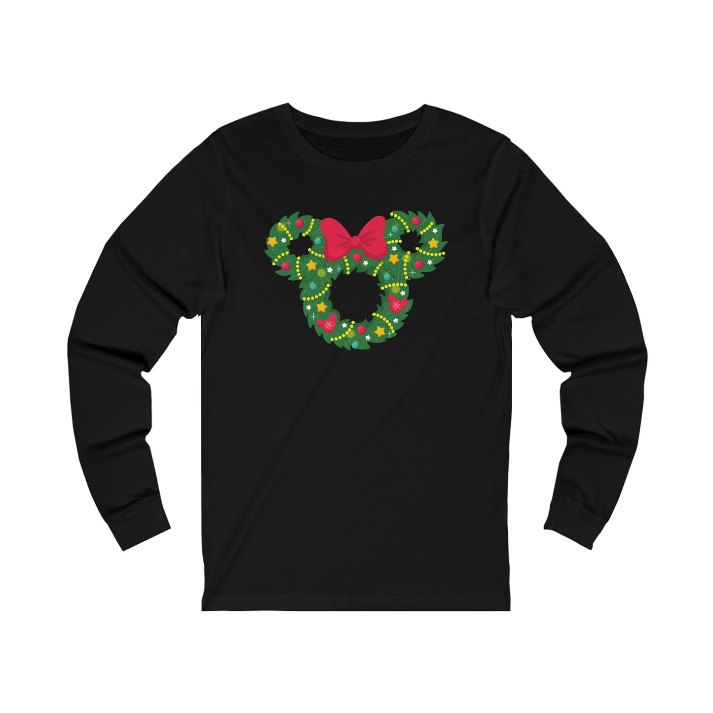 Christmas Wreaths With Bow Unisex Long Sleeve Graphic Tee