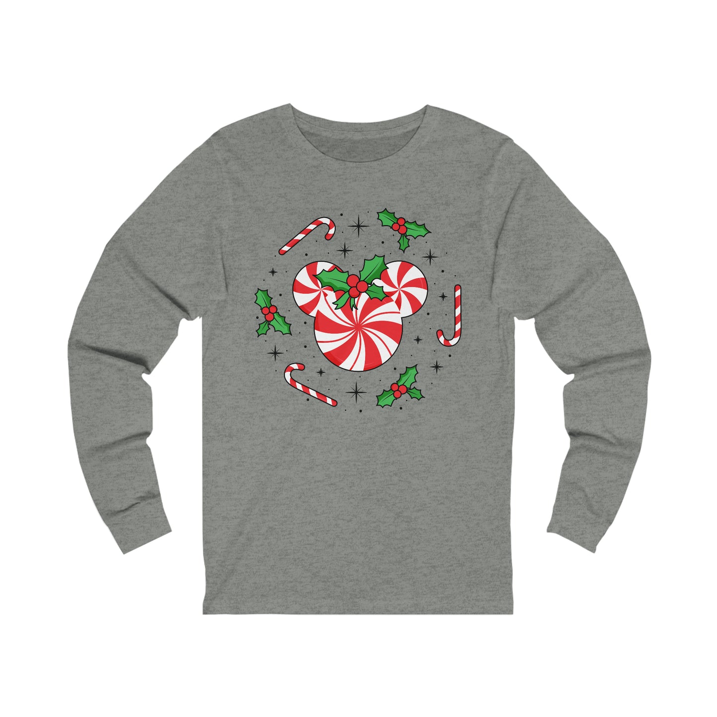 Peppermint Candy With Bow Unisex Long Sleeve Graphic Tee