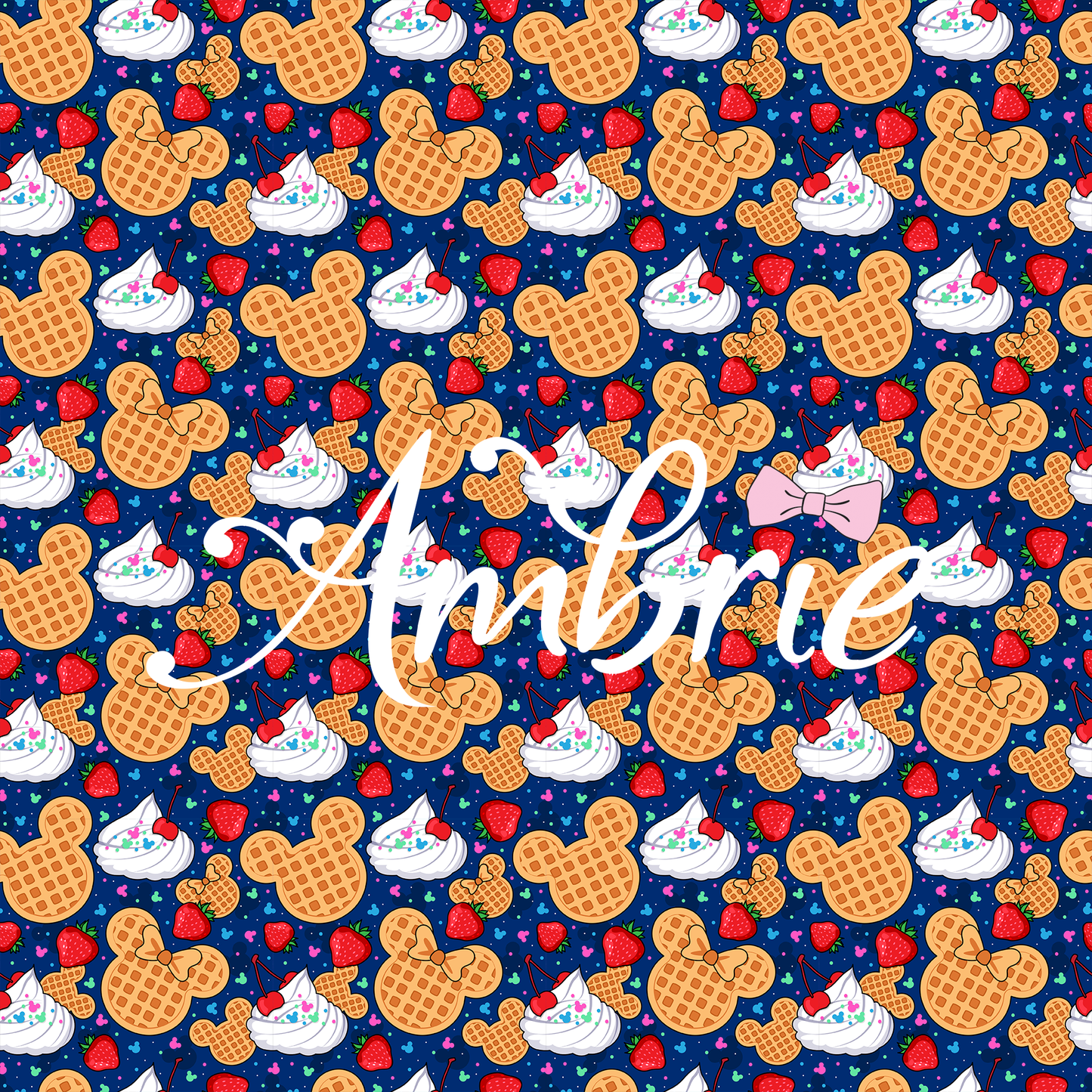 Mickey Waffles Seamless Pattern, Magical Cartoon Seamless pattern, Fabric Sublimation