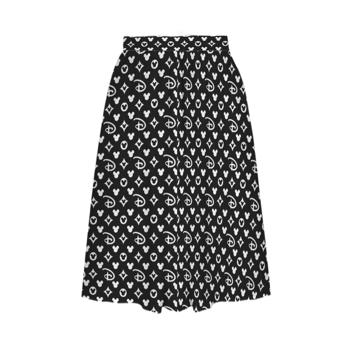 Designer Elastic Waist Midi Skirt With Pockets
