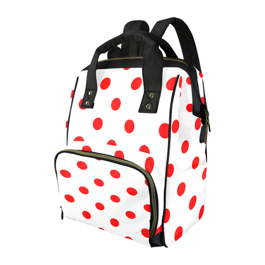 White With Red Polka Dots Multi-Function Diaper Bag