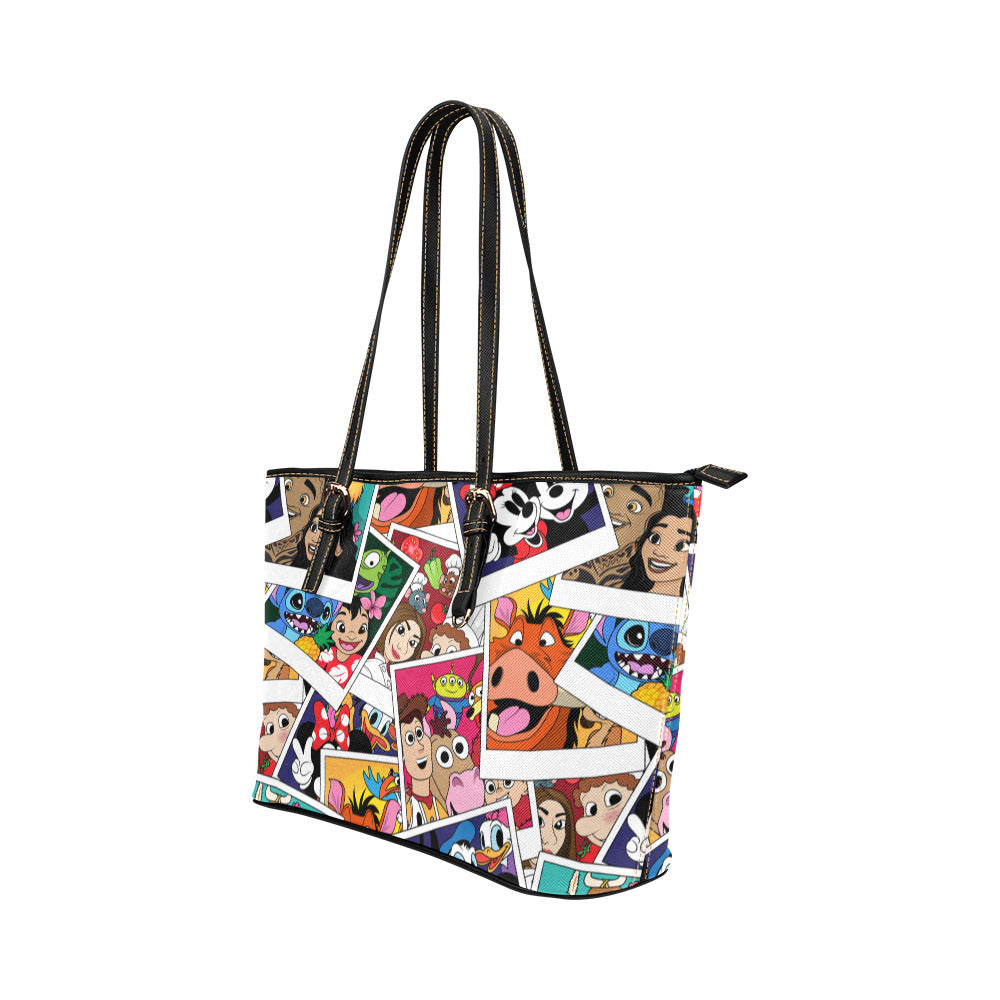 Selfies Leather Tote Bag