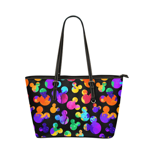 Watercolor Leather Tote Bag