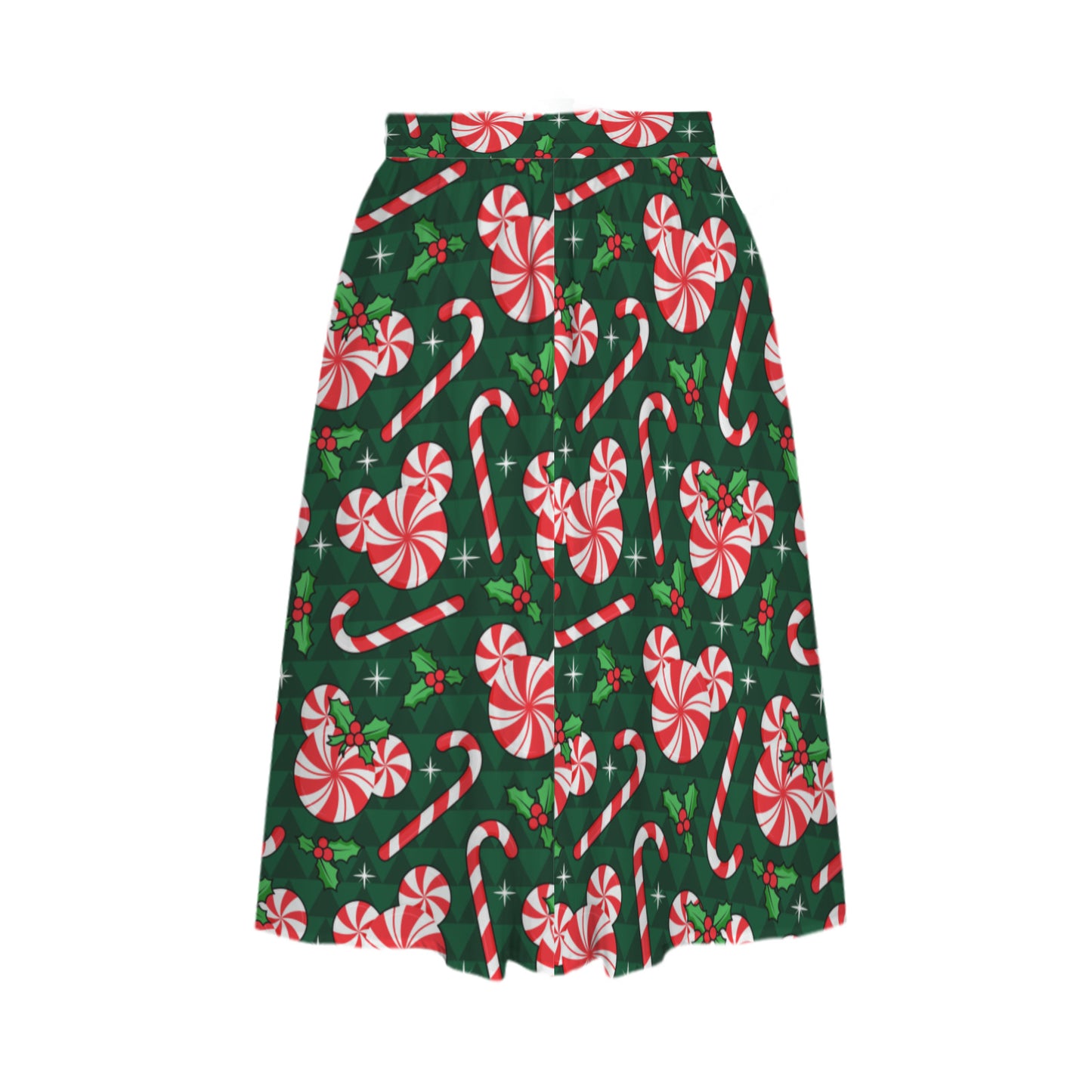 Christmas Peppermint Elastic Waist Midi Skirt With Pockets