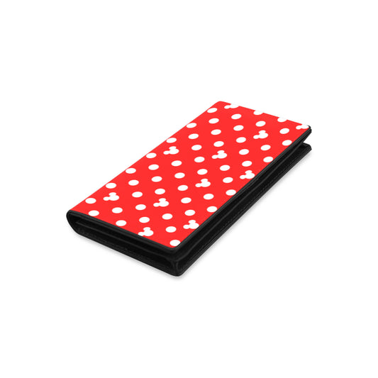 Red With White Mickey Polka Dots Women's Leather Wallet