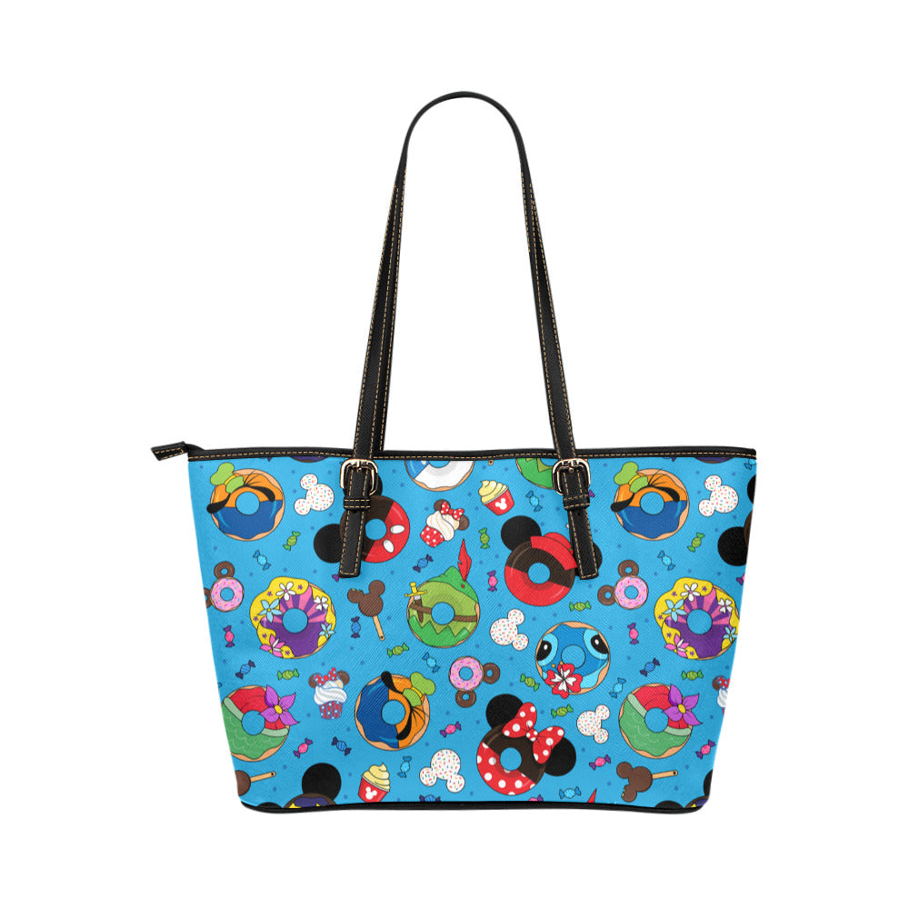 Character Donuts Leather Tote Bag
