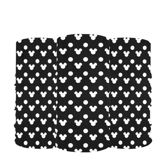 Black With White Mickey Polka Dots Multifunctional Headwear (Pack of 3)