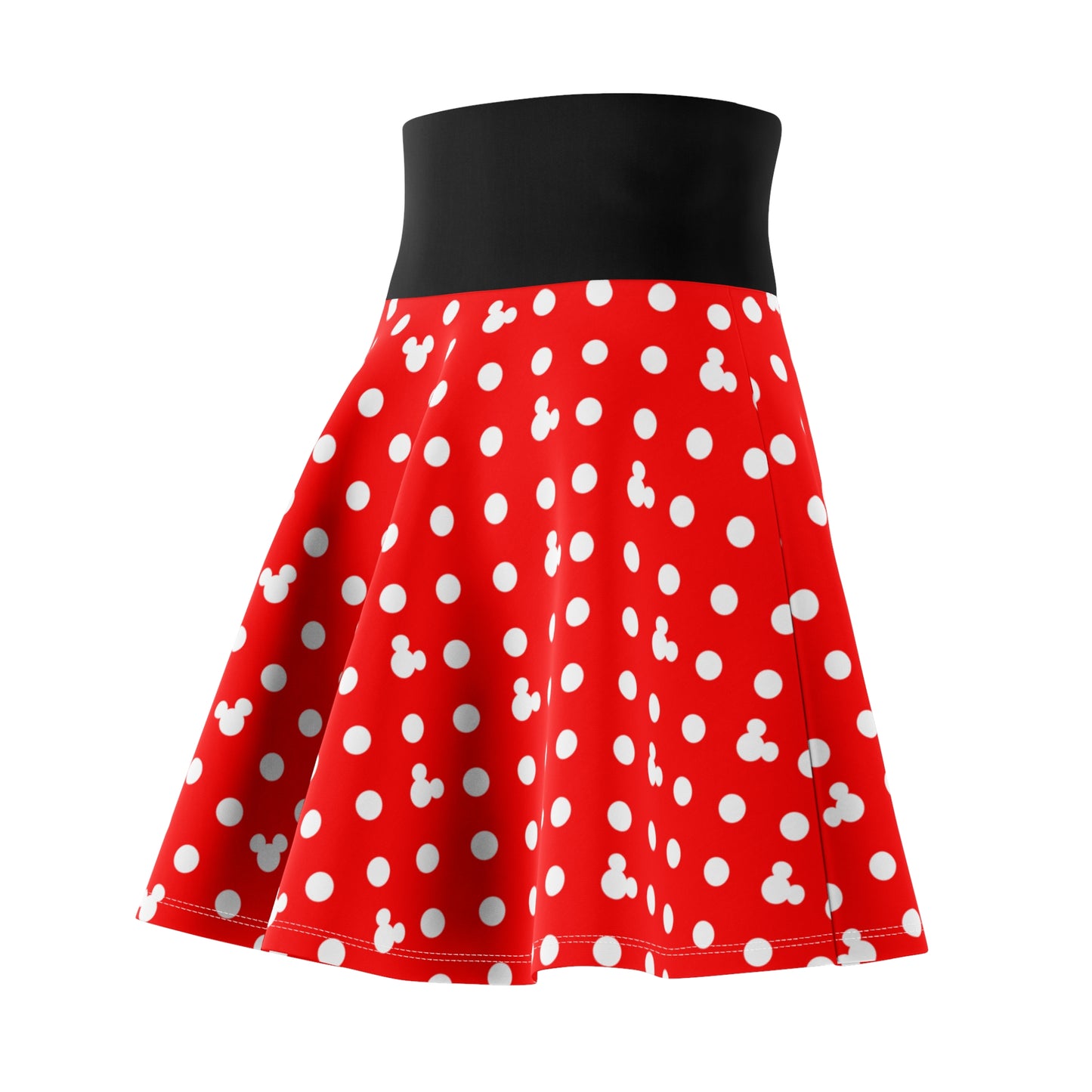 Red With White Mickey Polka Dots Women's Skater Skirt - Ambrie