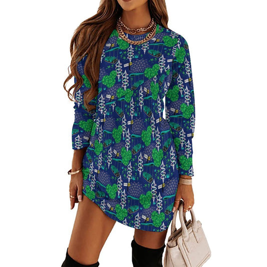 Living With The Land Long Sleeve Patchwork T-shirt Dress