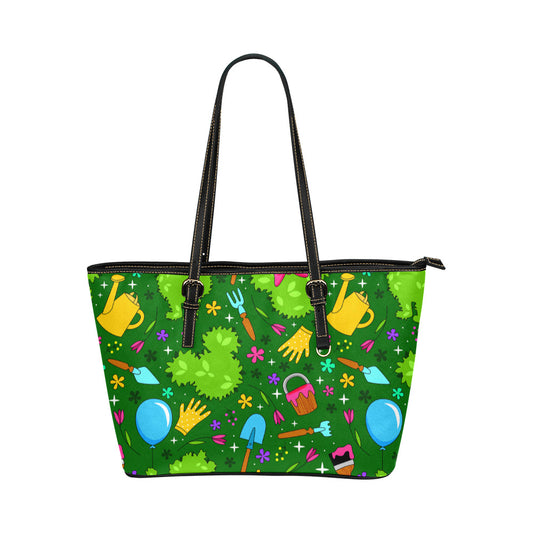 Flower And Garden Leather Tote Bag