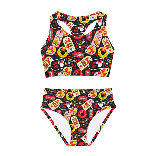 Minnie Tags Girls Two Piece Swimsuit