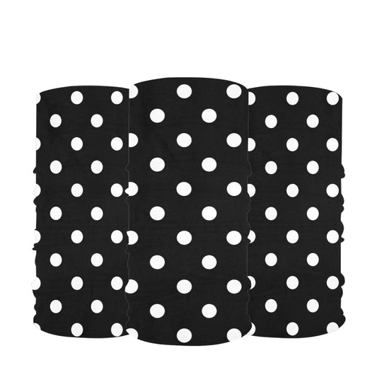 Black With White Polka Dots Multifunctional Headwear (Pack of 3)