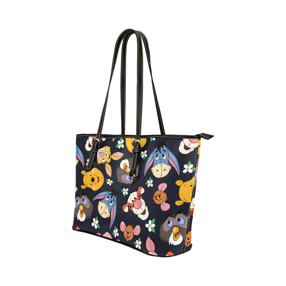 Hundred Acre Wood Friends Leather Tote Bag