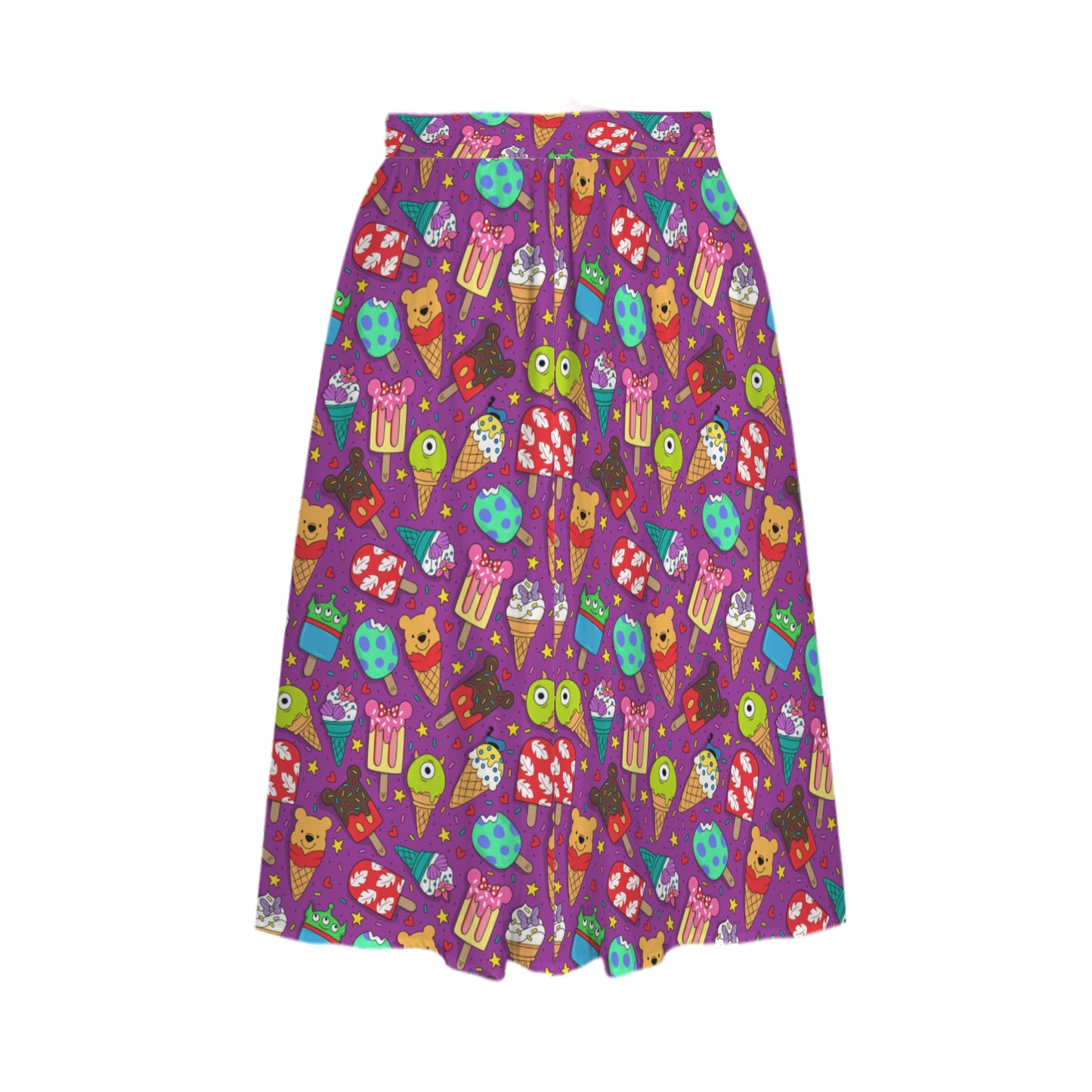 Icecream Elastic Waist Midi Skirt With Pockets