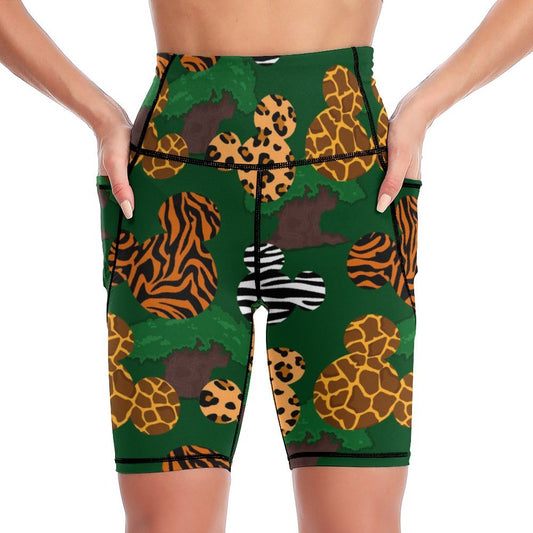 Animal Prints Women's Knee Length Athletic Yoga Shorts With Pockets