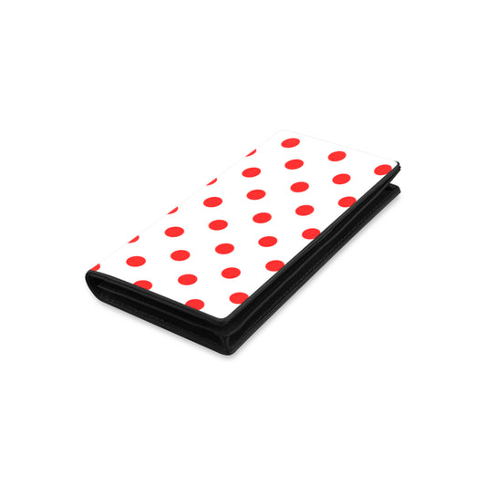 White With Red Polka Dots Women's Leather Wallet