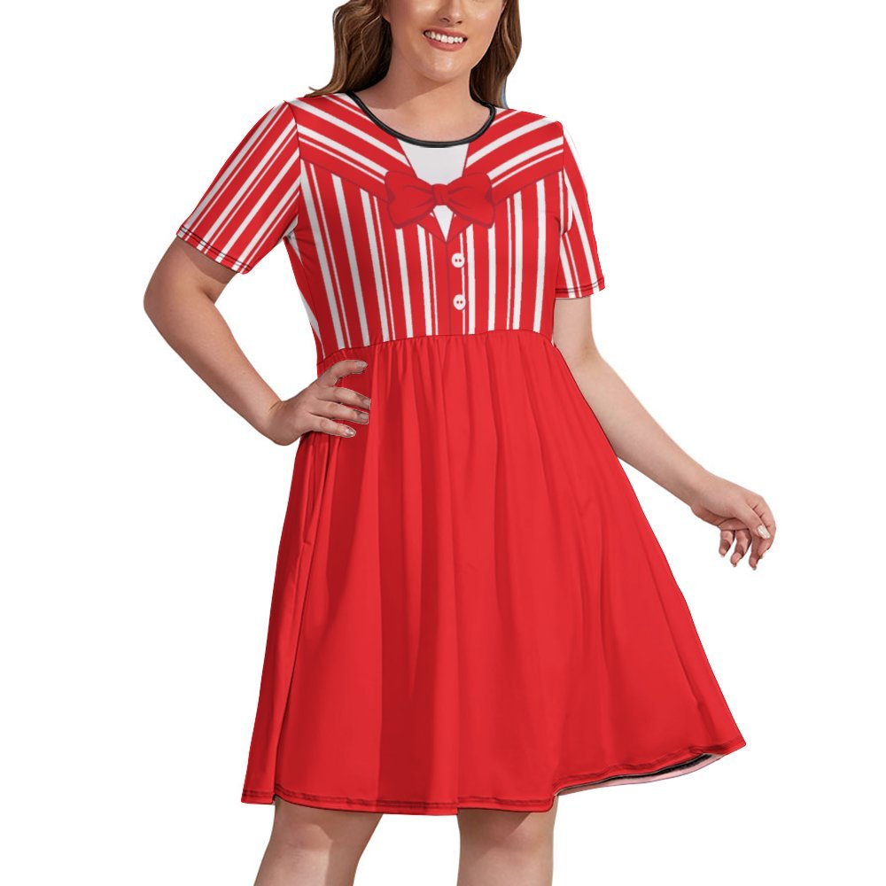 Dapper Dan Red Women's Round Neck Plus Size Dress With Pockets Ambrie Dapper Dan Red Women's Round Neck Plus Size Dress With Pockets Ambrie