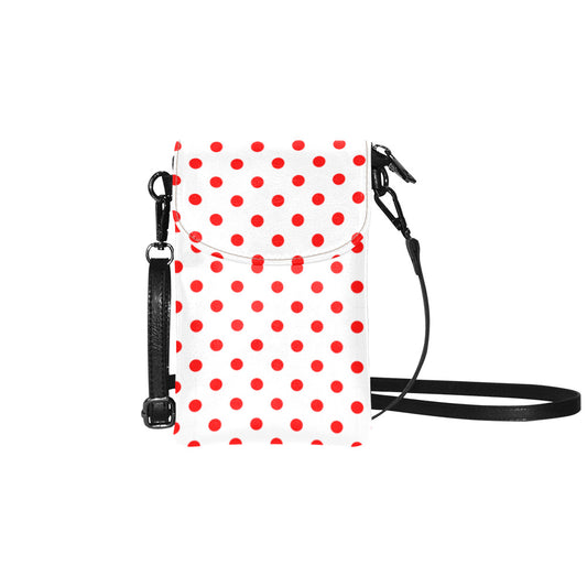 White With Red Polka Dots Small Cell Phone Purse