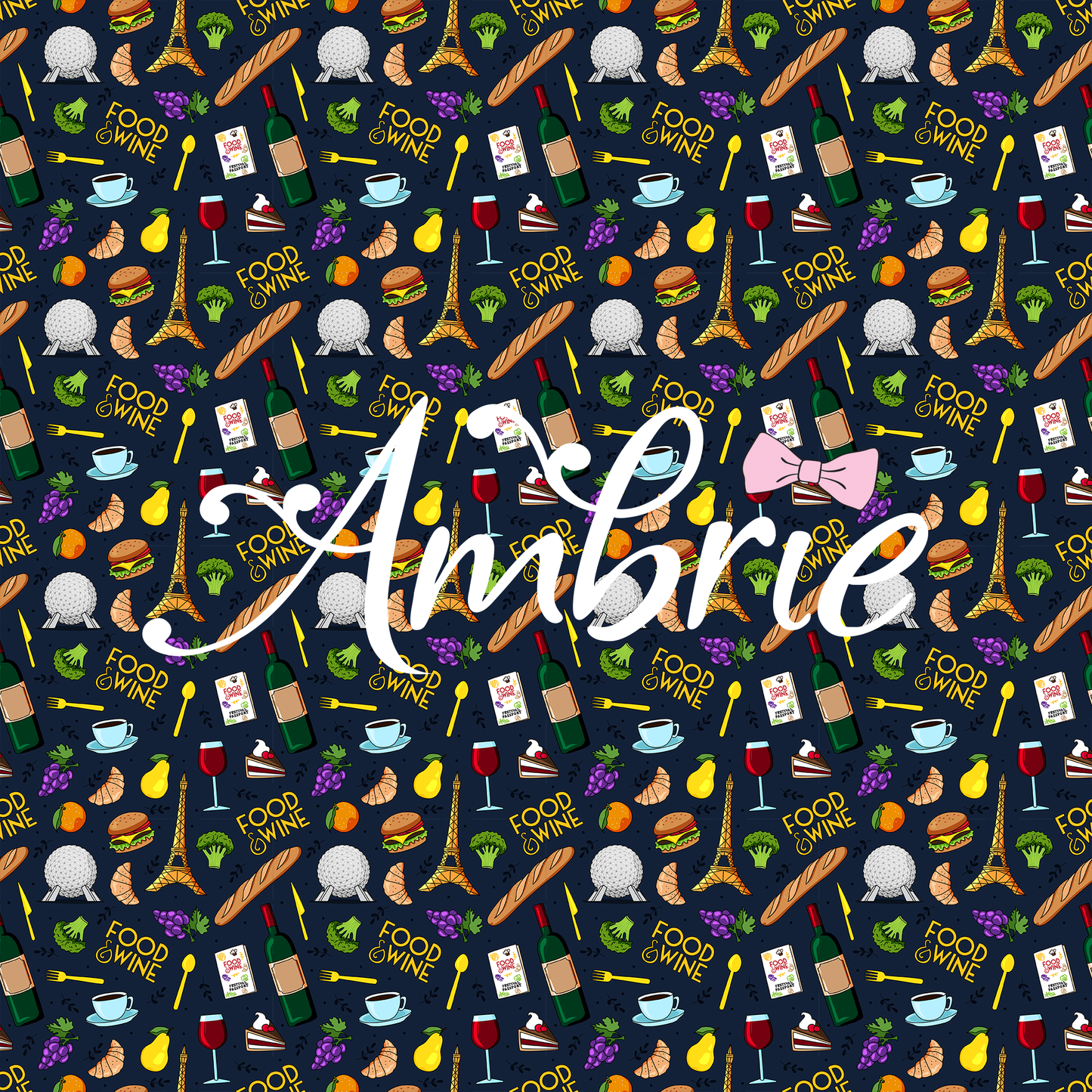 Food And Wine Seamless Pattern, Magical Cartoon Seamless pattern, Fabric Sublimation