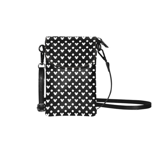 Black With White Mickey Polka Dots Small Cell Phone Purse