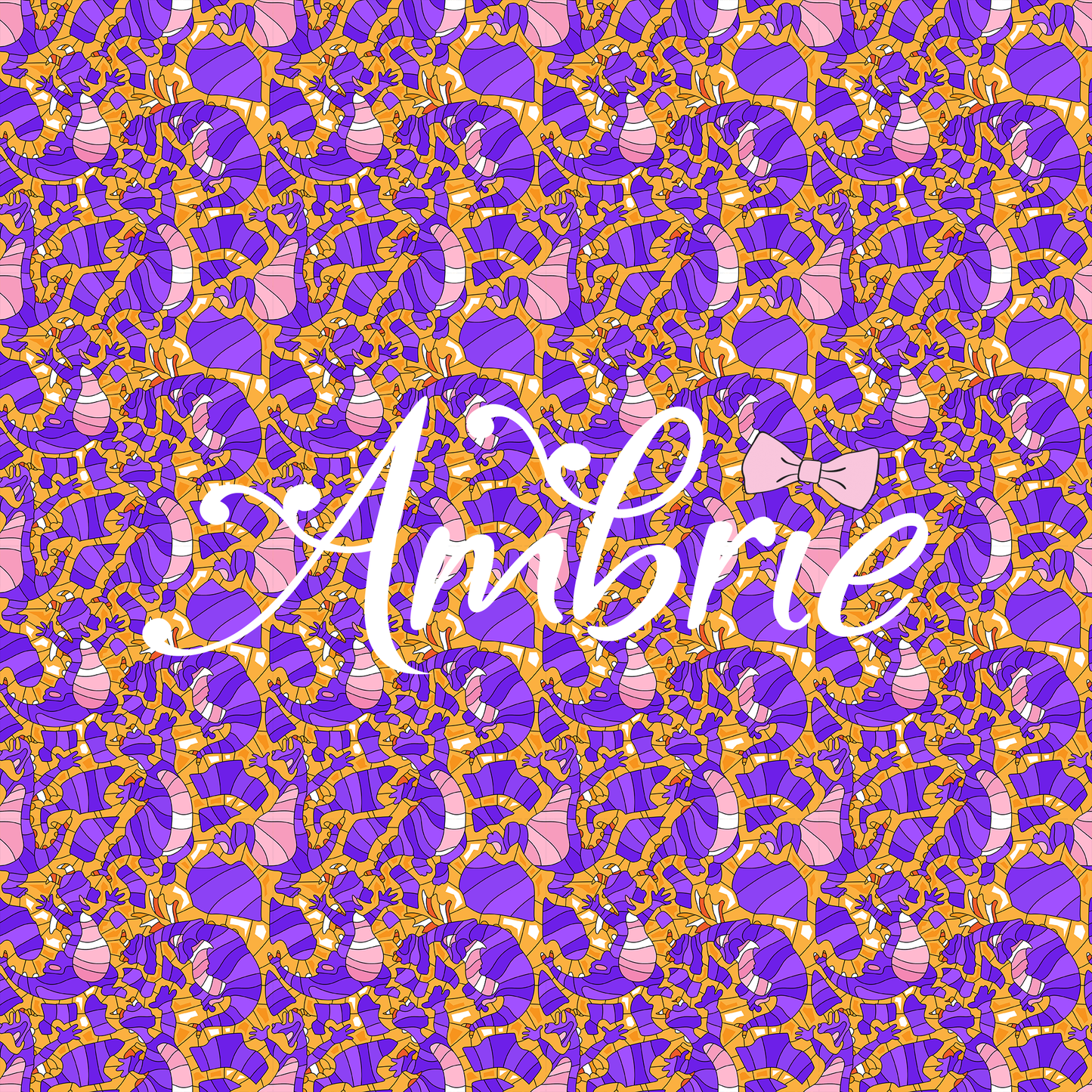 Stained Glass Figment Seamless Pattern, Magical Cartoon Seamless pattern, Fabric Sublimation