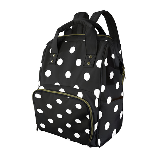 Black With White Polka Dots Multi-Function Diaper Bag