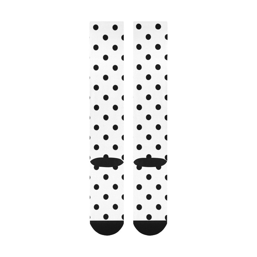 White With Black Polka Dots Over-The-Calf Socks