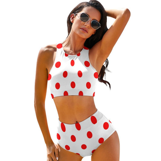 White With Red Polka Dots Women's Bikini Swimsuit